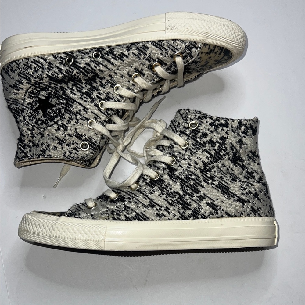 Converse Black and Cream Textured High-Tops Women's Size 6